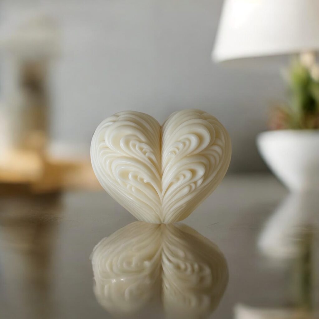 Svijeća Heart u obliku srca, s jedinstvenim dizajnom koji odiše elegancijom.